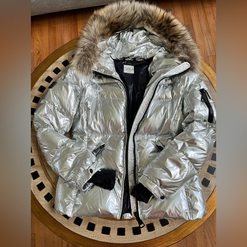 SAM Blake puffer jacket metallic silver size XL